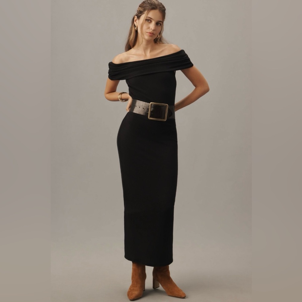 Reformation Black Off-Shoulder Maxi Dress